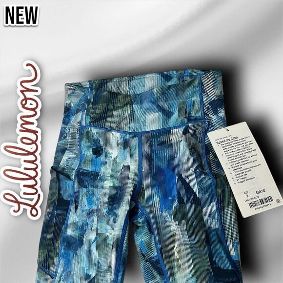 New NWT Lululemon Speed Up Crop 21” Leggings Sun Dazed Multi Blue - Size 2 - Picture 5 of 11